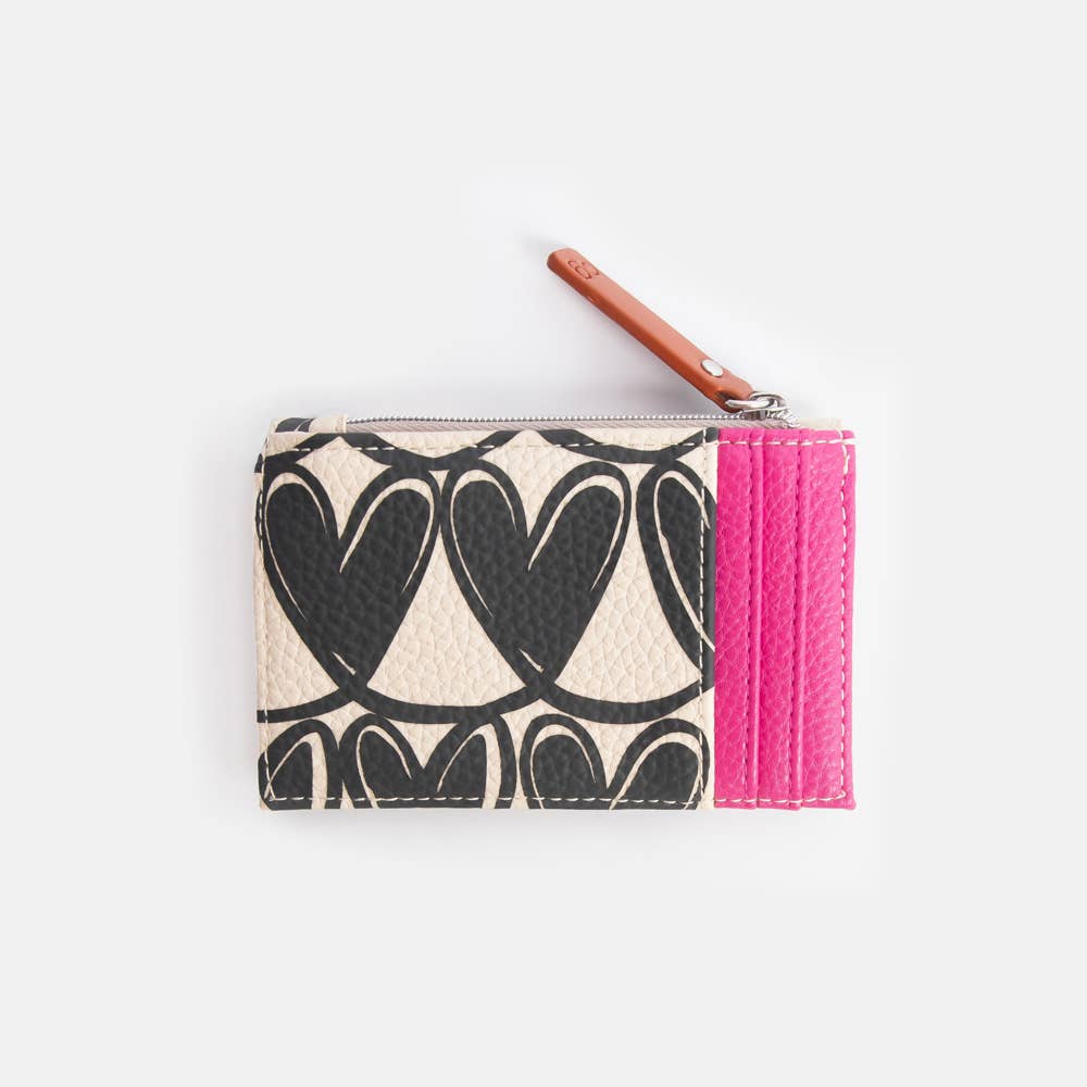 Caroline Gardner - Mono Linked Hearts Cardholder Coin Purse