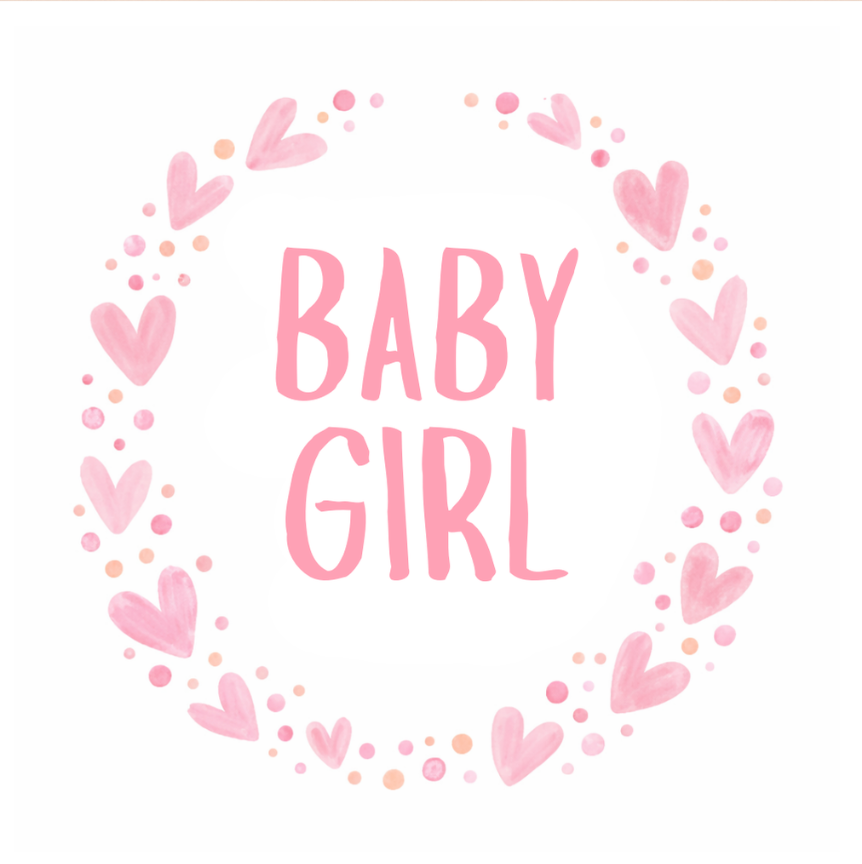 Petimo - Baby Girl Pink Heart Wreath New Baby Card
