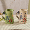Flourish And Foliage Decorative Stoneware Embossed Jug With Flower Handle 2 Asstd