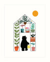 Bear in Greenhouse Art File Card