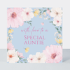 Petimo - Special Auntie Pastel Floral Border Blue Card