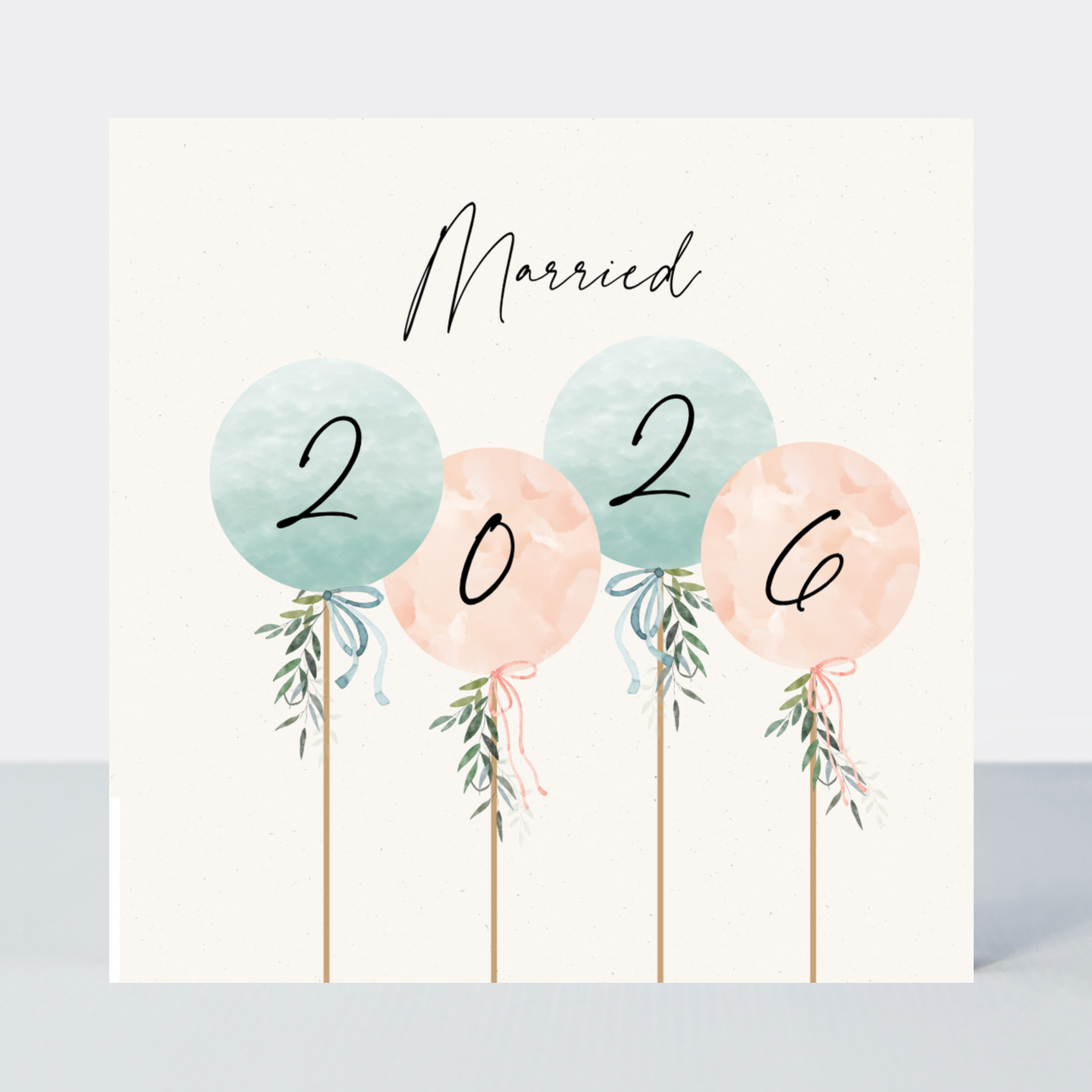 Petimo - Camille Married 2026 Balloons Wedding Card