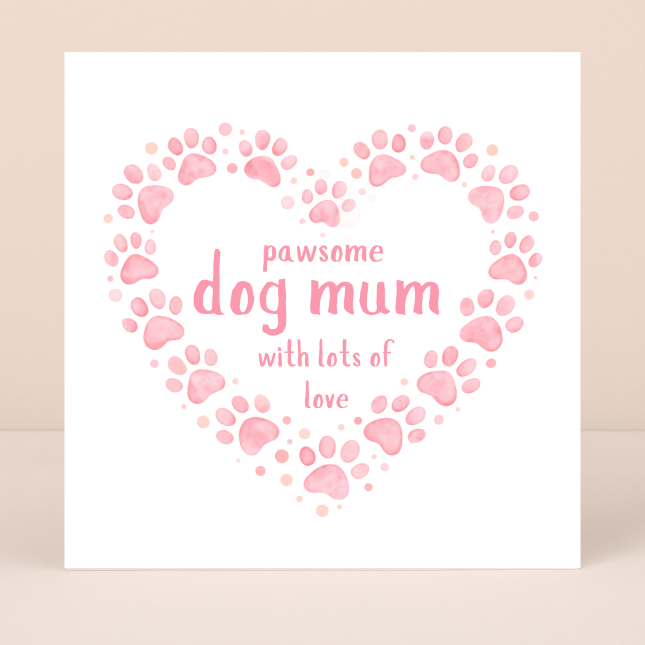 Petimo - Sweet Hearts Pawsome Dog Mum Pink Paw Print Heart Card - More Than Just a Gift | Narborough Hall
