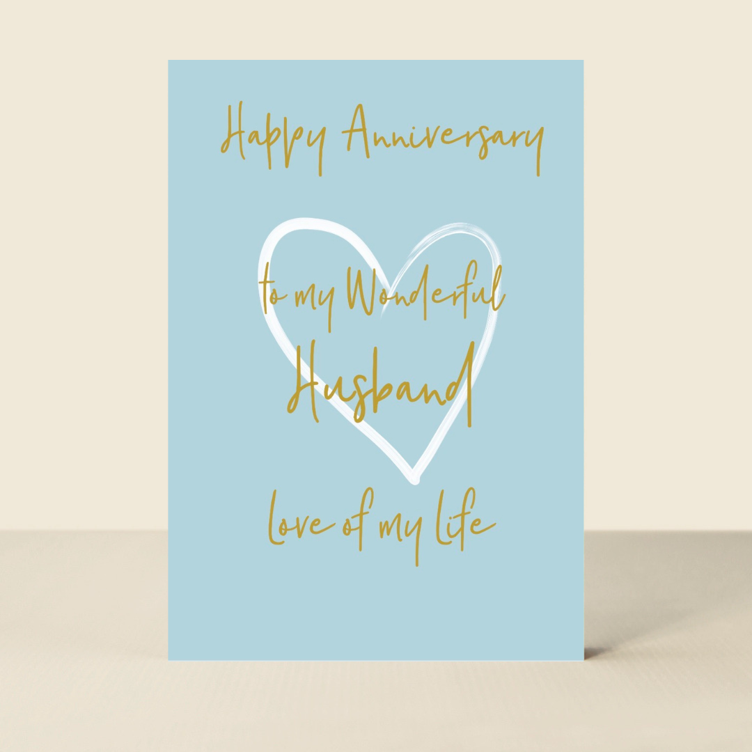 Petimo - Husband Anniversary Wonderful You Blue Gold Foil Card