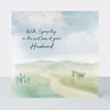 Petimo - Loss of Husband Sympathy Watercolour Over The Horizon Card