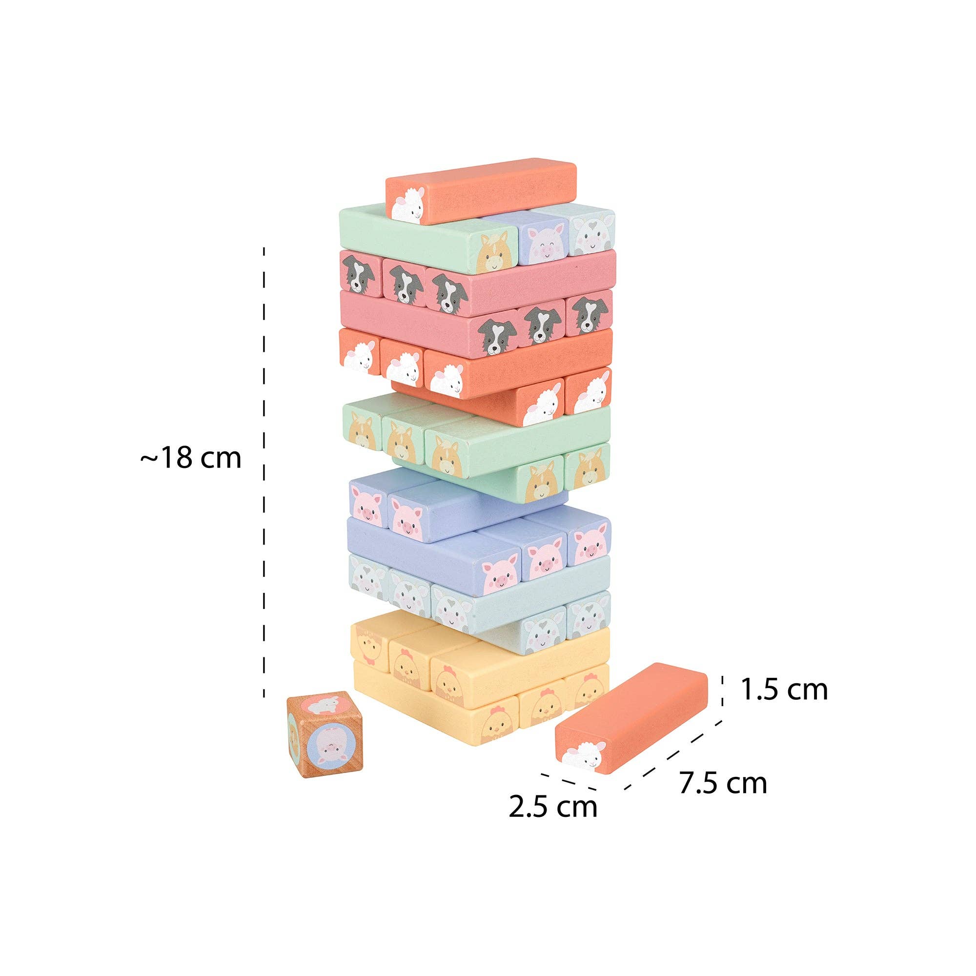 Orange Tree Toys - Farmyard Wooden Animal Tumbling Tower