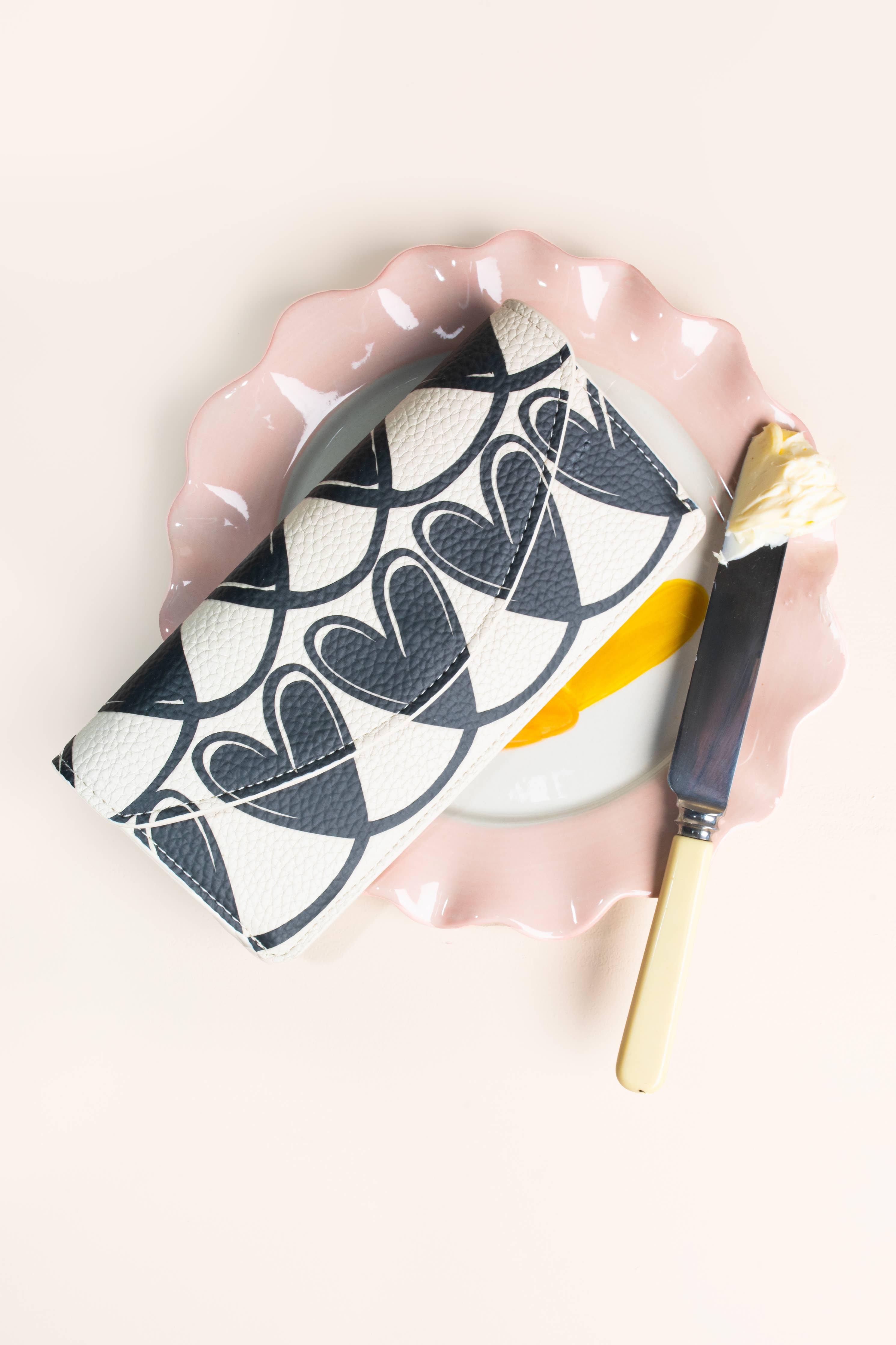 Caroline Gardner - Mono Linked Hearts Long Envelope Purse