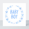 Petimo - Baby Boy Blue Heart Wreath New Baby Card