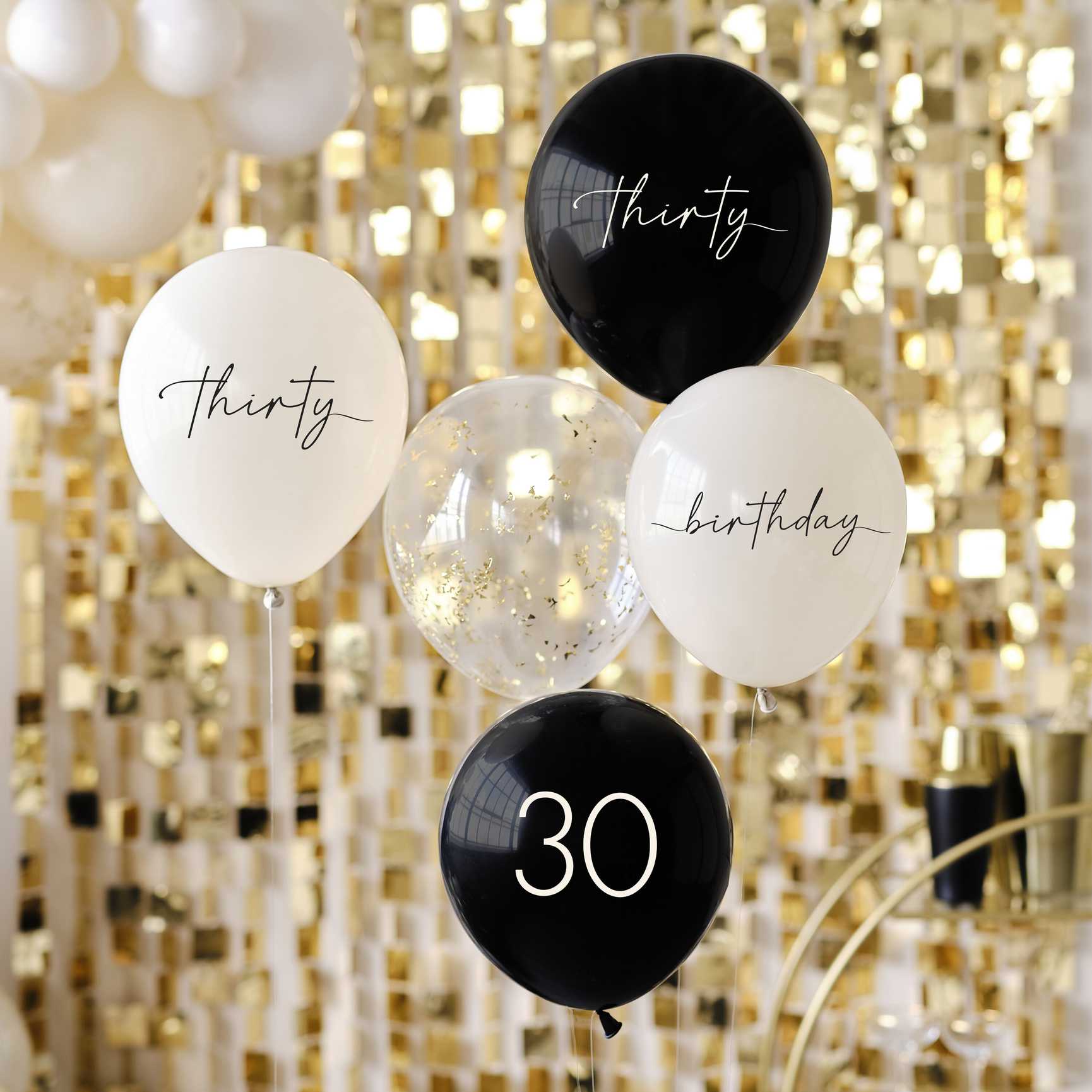 Ginger Ray Black, Nude, Cream and Champagne Gold 30th Birthday Party Balloons
