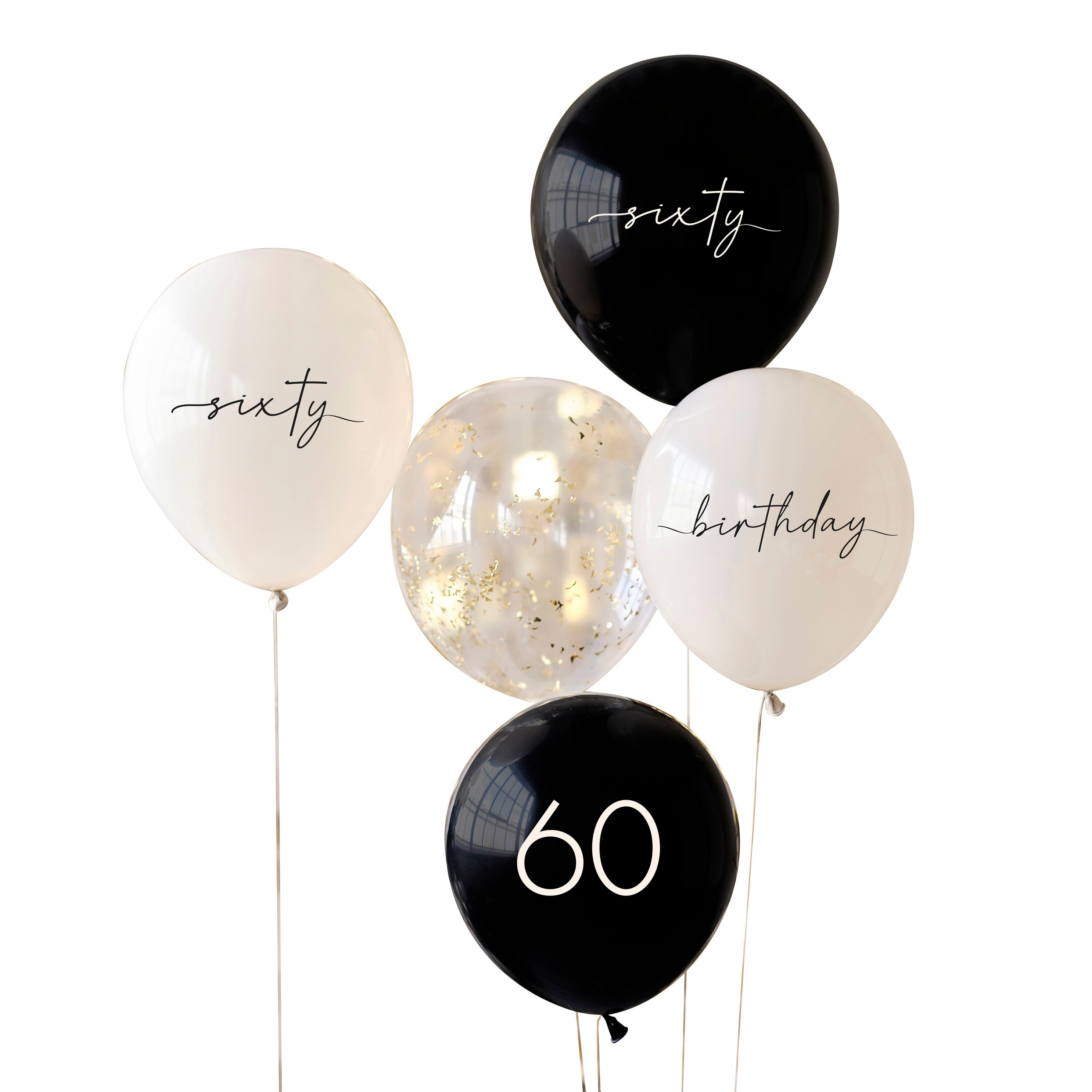 Ginger Ray Black, Nude, Cream and Champagne Gold 60th Birthday Party Balloons