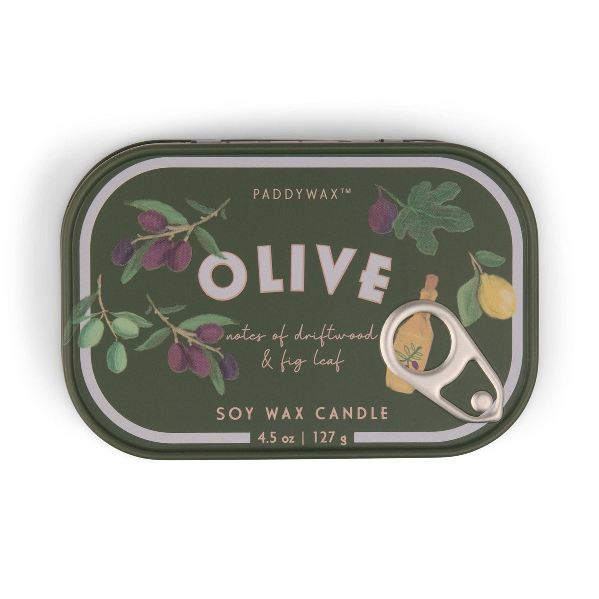 Designworks Collective - Paddywax Bistro 4.5oz/127g Olive Printed Tin Candle - Fig  Olive