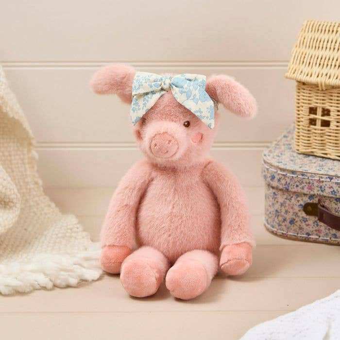 Plush Mini Farm Cute Pig With Chintz Headband Soft Toy