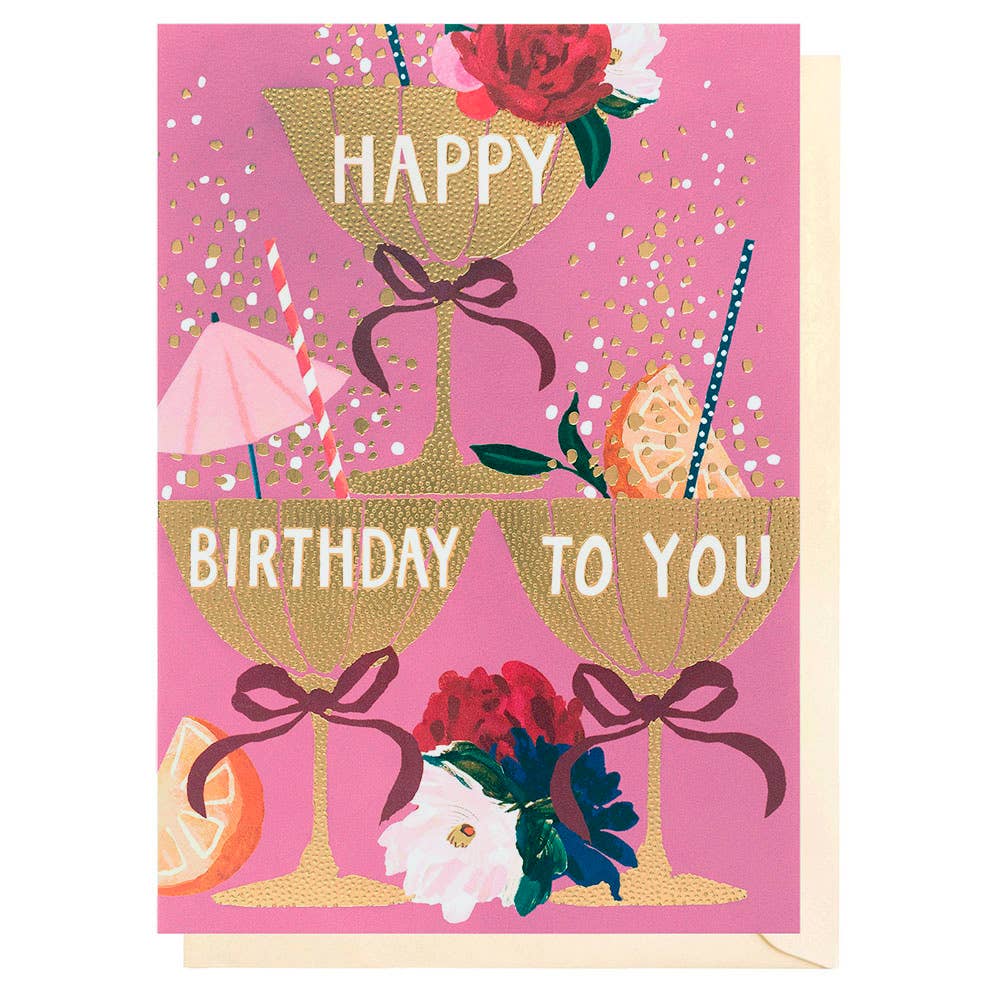 Louise Tiler - Happy Birthday Golden Cocktails Card