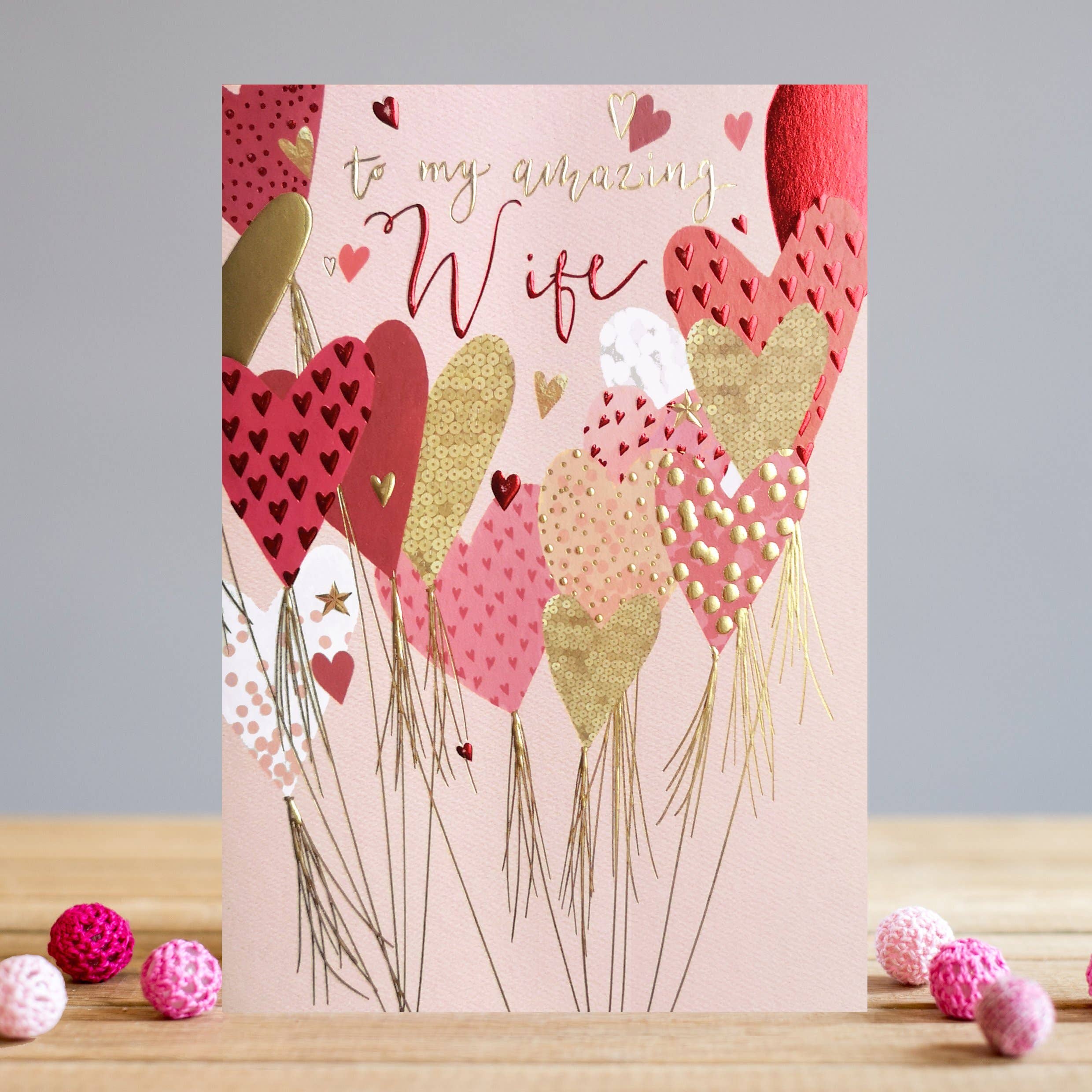 Louise Tiler - Wife Heart Balloons Card