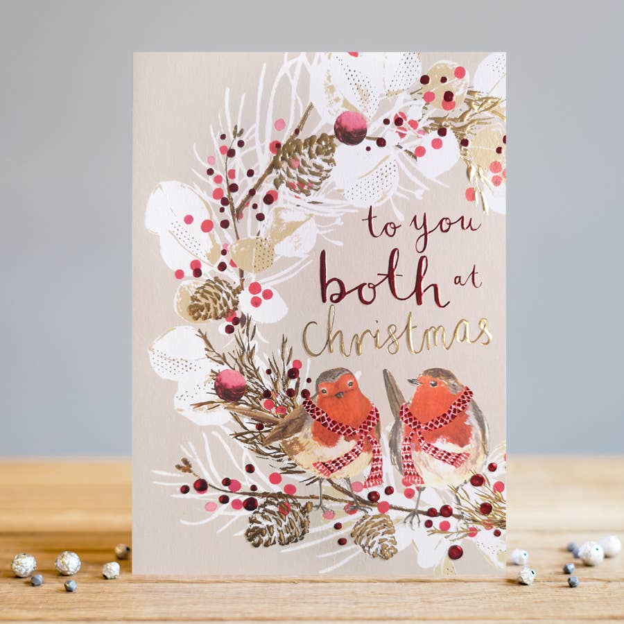 Louise Tiler - To You Both At Christmas Robins & Wreath