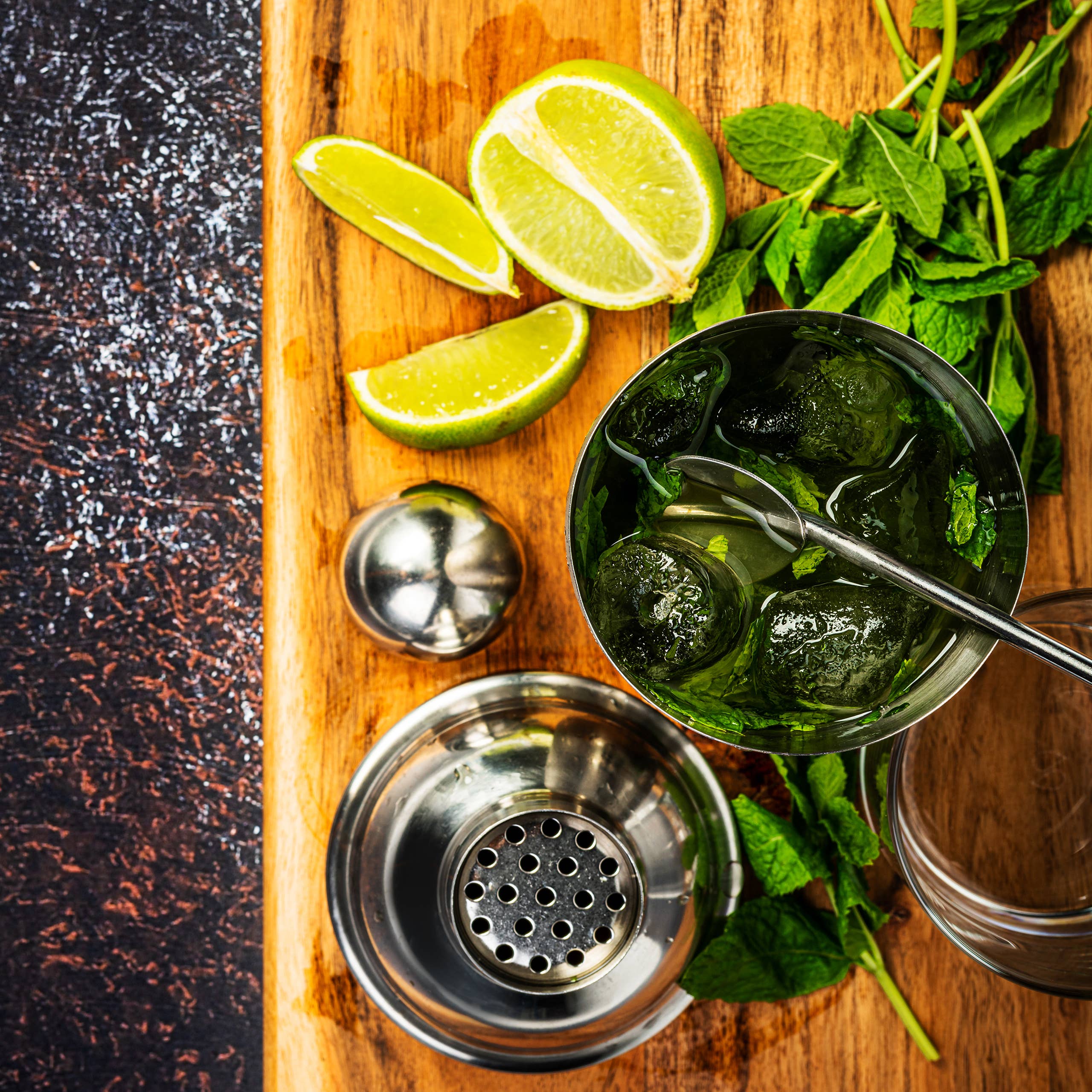 Oak & Steel - 10 Pieces Stainless Steel Cocktail Making Shaker Mixer