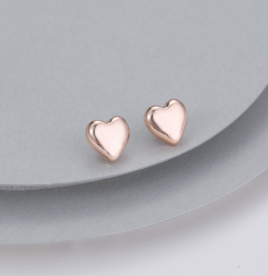 Rose Gold Heart Stud Earrings