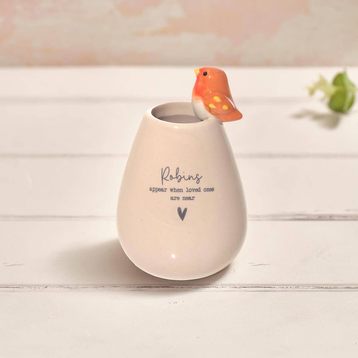 Tiny World Boxed Robins Appear Robin 3D Ceramic Bud Vase