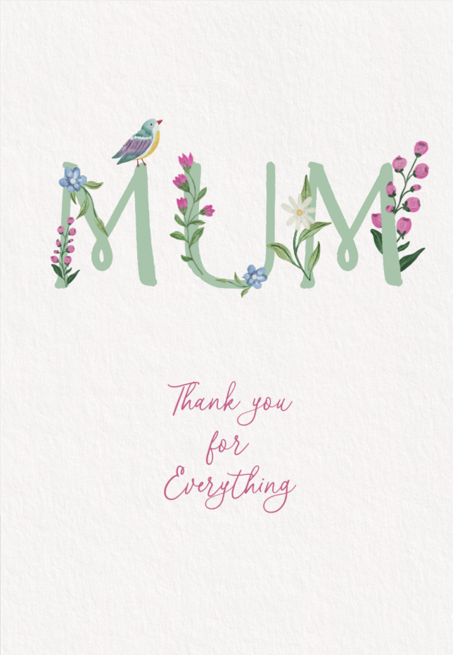 Petimo - Folklore Mum Thank You For Everything Birds & Flowers Card - More Than Just a Gift | Narborough Hall
