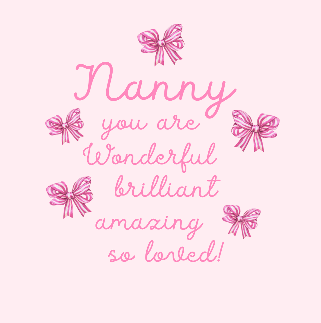 Petimo - Nanny You Are Wonderful Pink Striped Bows Card