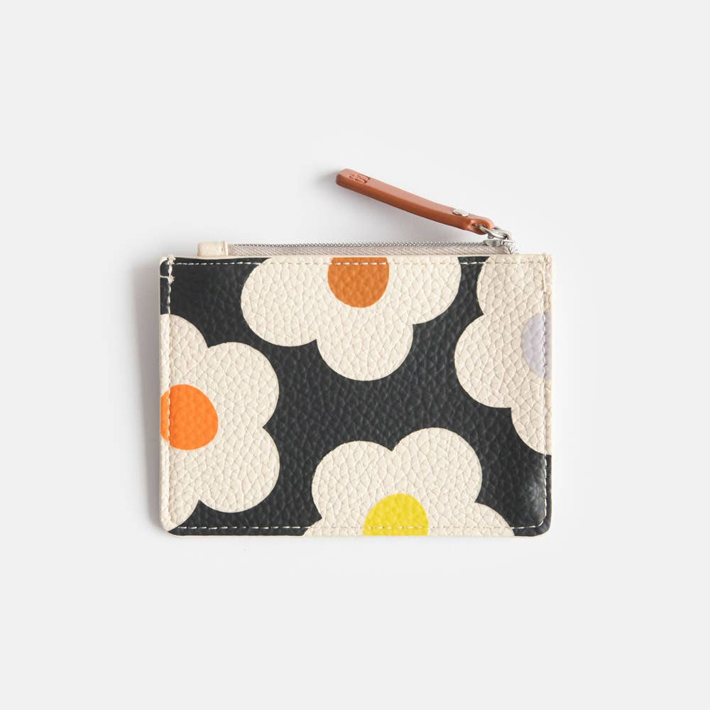 Caroline Gardner - Multi Flower Charcoal Short Patch Purse