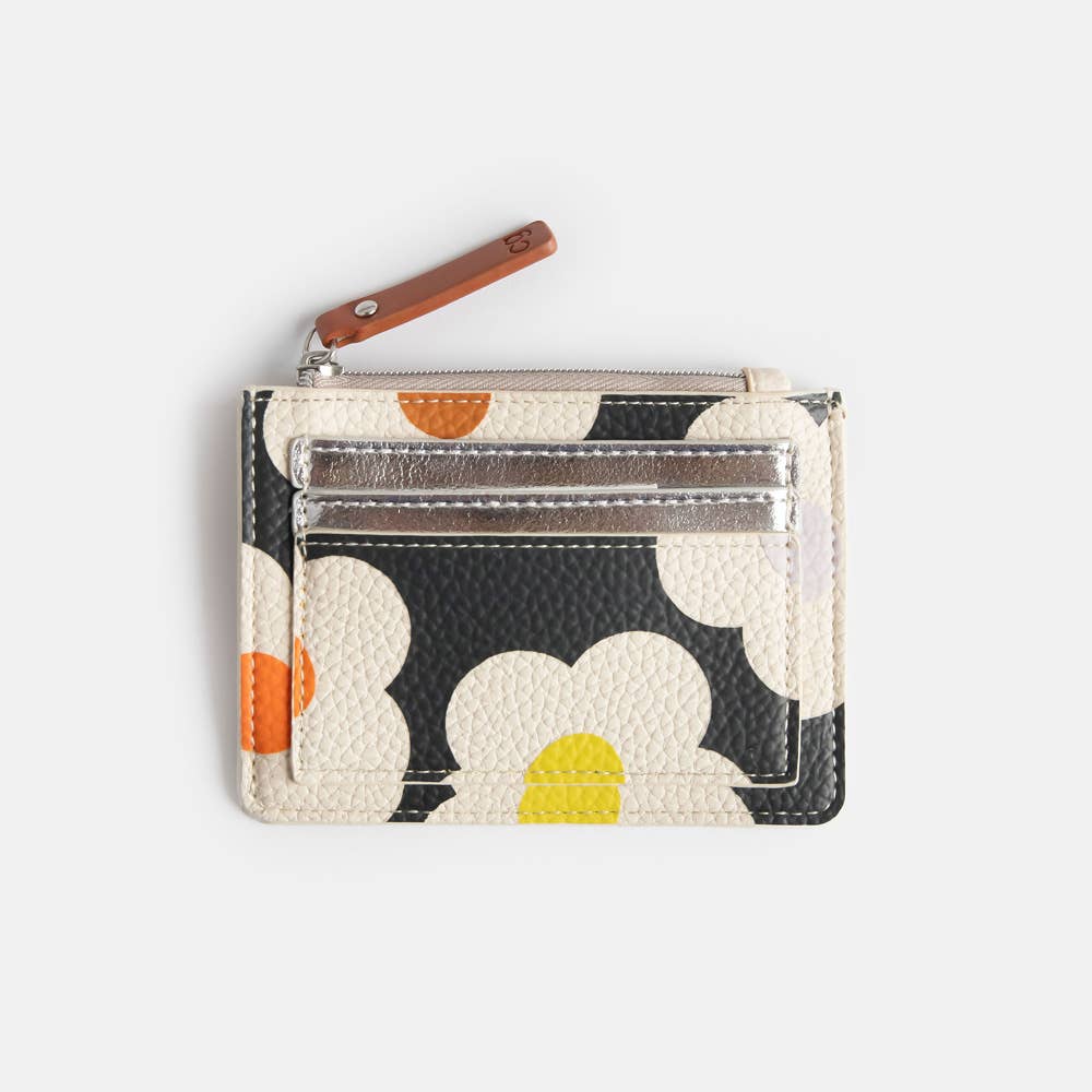 Caroline Gardner - Multi Flower Charcoal Short Patch Purse