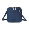 Soft Suede Effect Double Zip Crossbody Bag - Navy