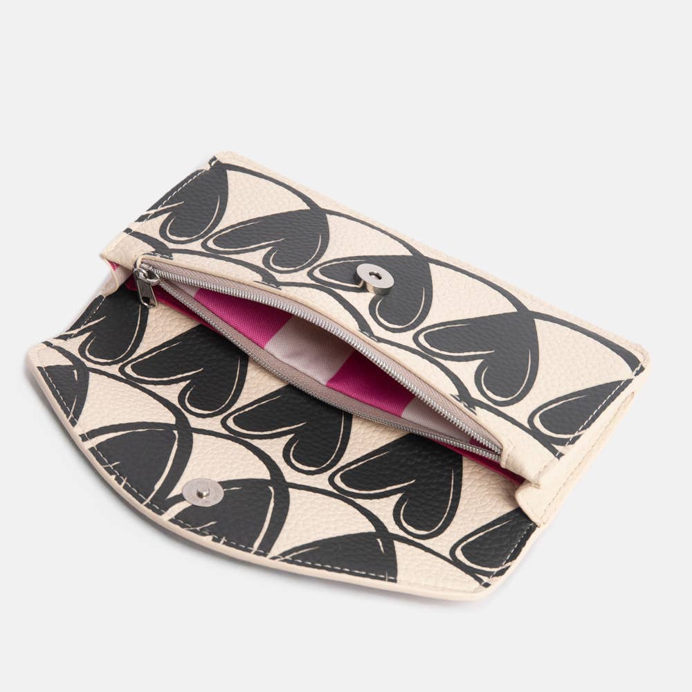 Caroline Gardner - Mono Linked Hearts Long Envelope Purse