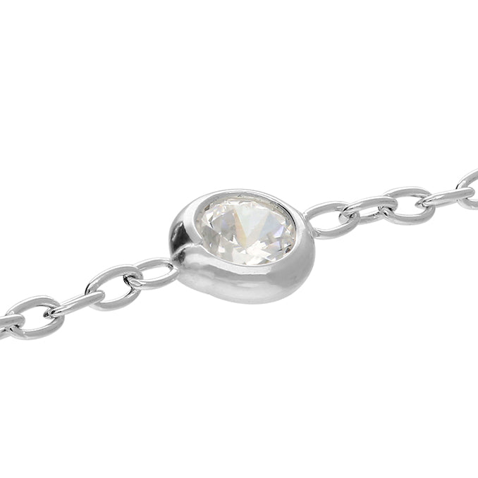 Sterling Silver Cubic Zirconia and Bead Bracelet