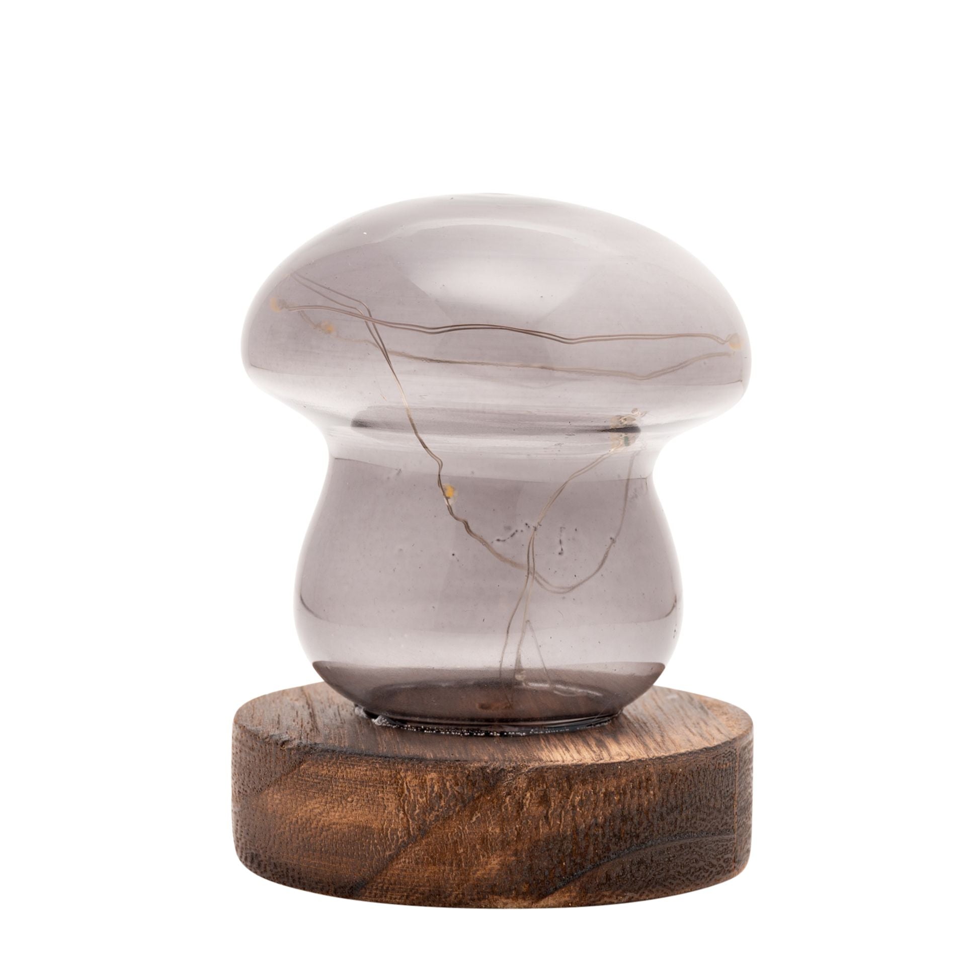 Grey Glass Mushroom LED Ornament - Small