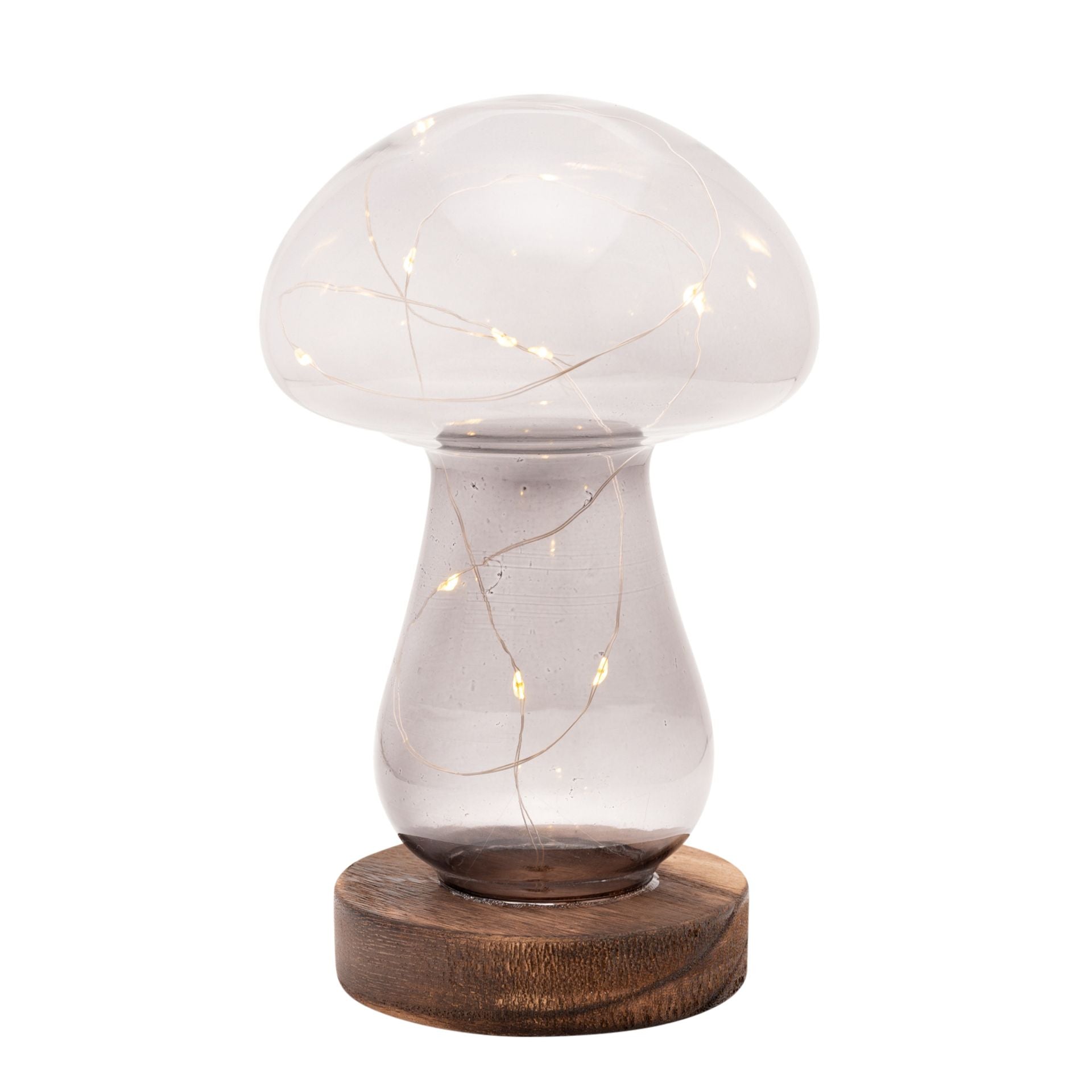 Grey Glass Mushroom LED Ornament - Large