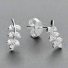 Sterling Silver CZ Fern Stud Earrings