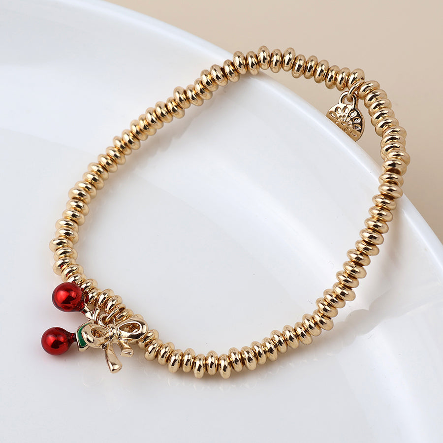 POM Golden Bow & Cherries Charm Bracelet - More Than Just a Gift | Narborough Hall