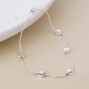 POM Silver Plated Heart Bead Station Chain Bracelet - More Than Just a Gift | Narborough Hall