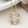 POM Faux Gold and Pearl Floral Circle Necklace