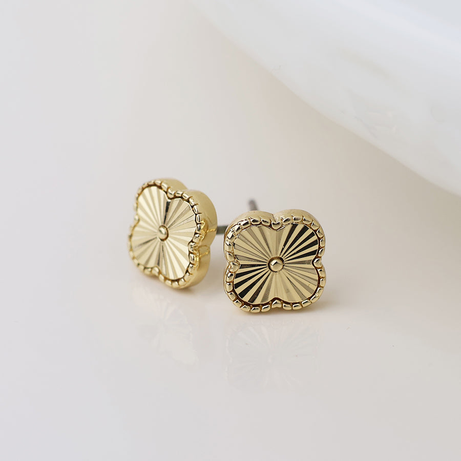 POM Faux Gold Plated Quatrefoil Stud Earrings - More Than Just a Gift | Narborough Hall