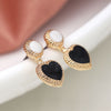 POM Faux Gold Black and White Enamel Heart Earrings