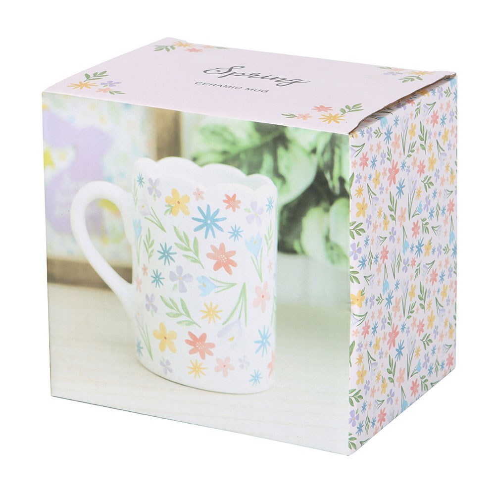 Spring Floral Scalloped Mug