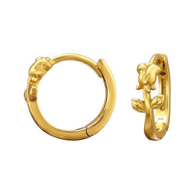 Sterling Silver Gold Plated Rose Huggie Earrings - More Than Just a Gift | Narborough Hall