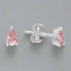Sterling Silver Pink CZ Teardrop Stud
