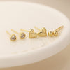POM Golden Triple Bead & Heart Earring Set