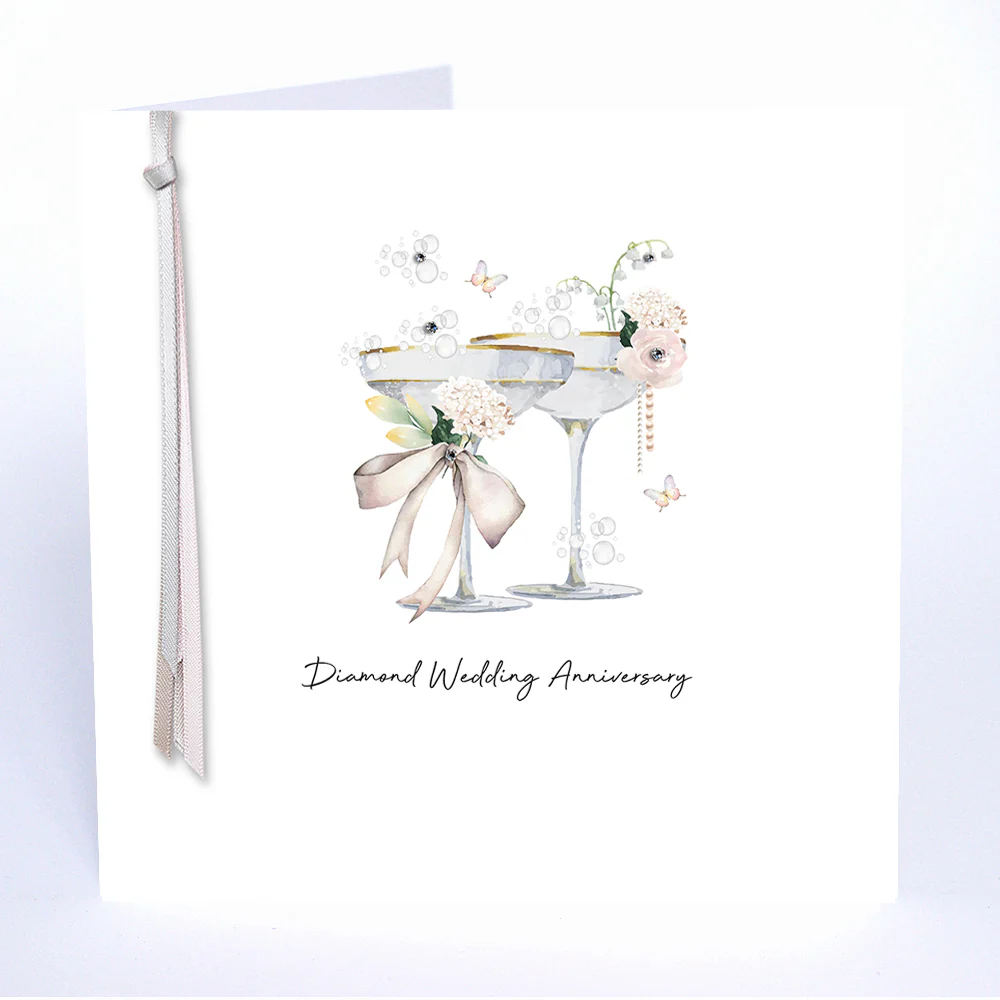 Ribbons & Roses Diamond Wedding Anniversary Card