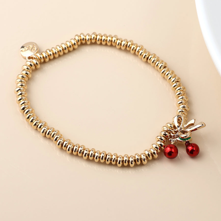 POM Golden Bow & Cherries Charm Bracelet - More Than Just a Gift | Narborough Hall