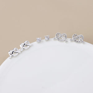 POM Silver Plated Triple Knots & Crystal Stud Earring Set - More Than Just a Gift | Narborough Hall