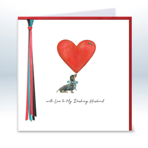 Ribbons & Roses Dashing Husband Sausage Dog Card - More Than Just a Gift | Narborough Hall