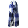 POM Royal Blue Checkered Fluffy Winter Scarf