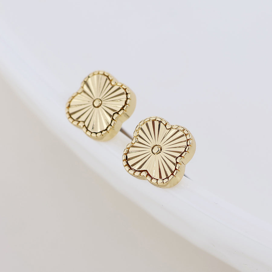 POM Faux Gold Plated Quatrefoil Stud Earrings - More Than Just a Gift | Narborough Hall