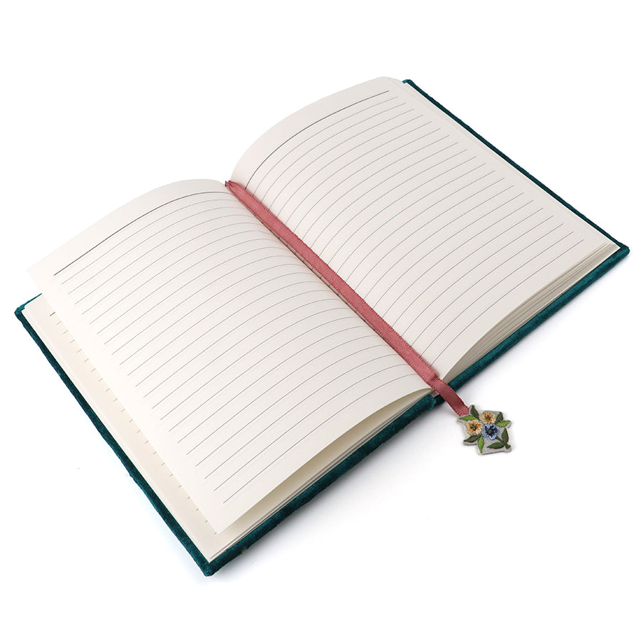 POM Teal Velvet Floral Notebook - More Than Just a Gift | Narborough Hall