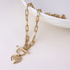 POM Foundry Gold-Tone heart and t-bar necklace with twist links