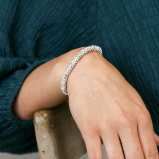 POM Silver Plated Crystal Edged Bead Bracelet